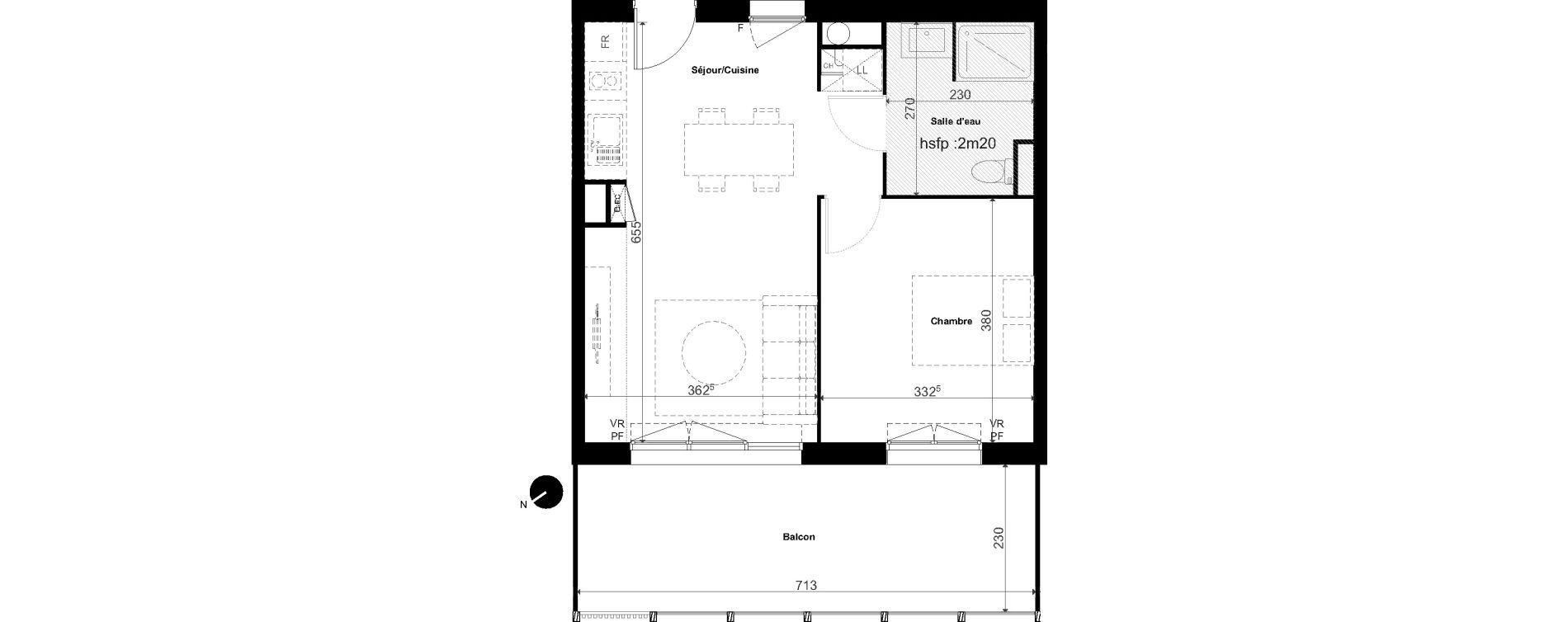 Appartement T2 de 43,44 m2 &agrave; Ondres Les trois fontaines