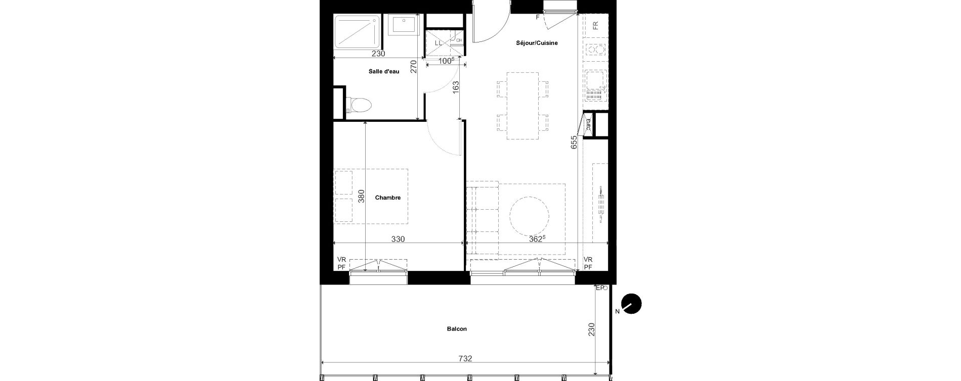 Appartement T2 de 44,08 m2 &agrave; Ondres Les trois fontaines