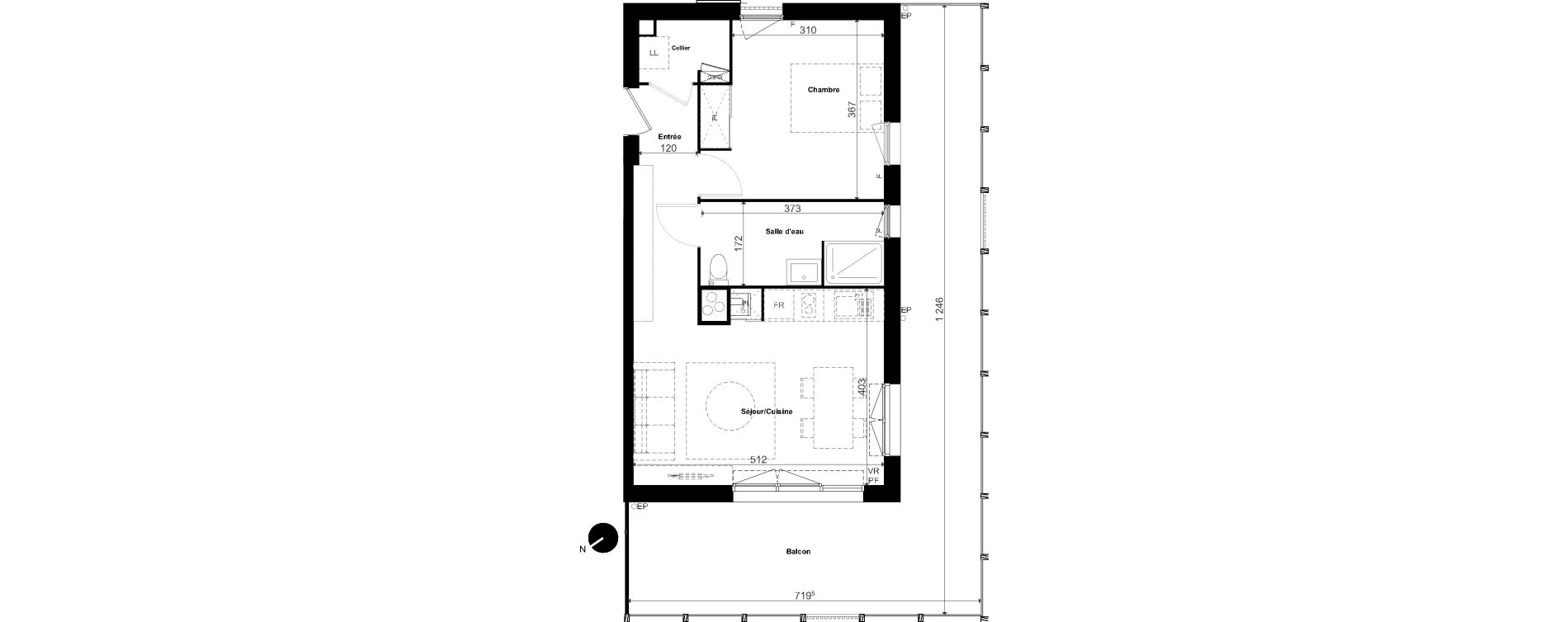 Appartement T2 de 46,91 m2 &agrave; Ondres Les trois fontaines