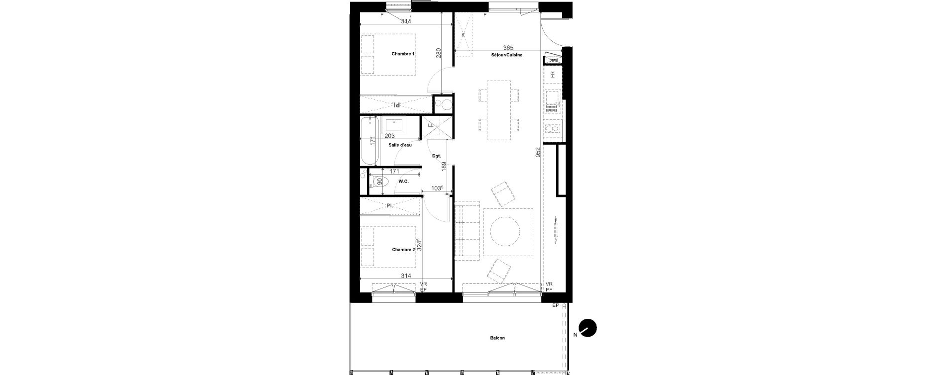 Appartement T3 de 62,97 m2 &agrave; Ondres Les trois fontaines