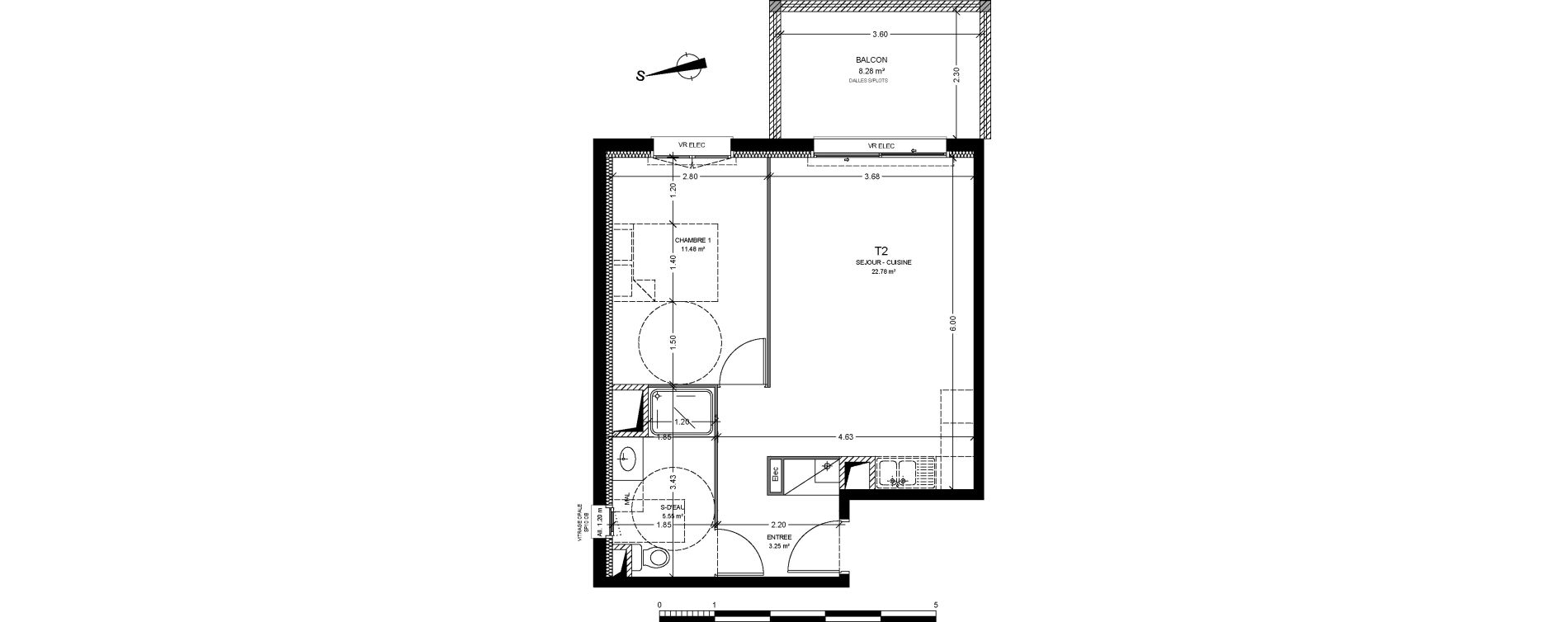 Appartement T2 de 43,06 m2 &agrave; Ondres Centre