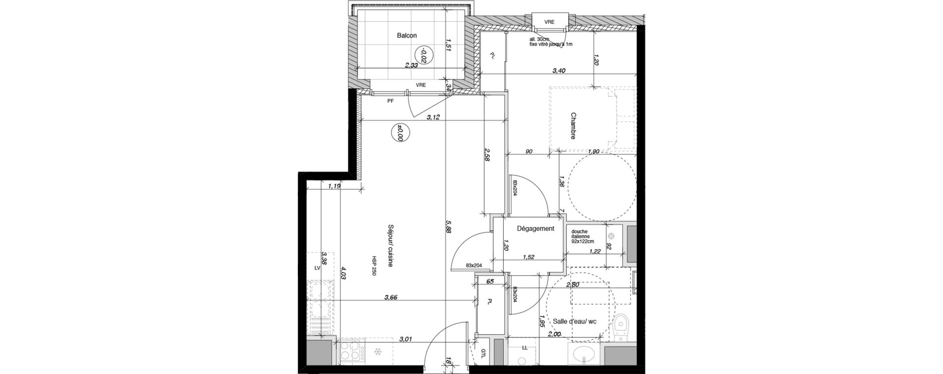 Appartement T2 de 42,26 m2 &agrave; Parentis-En-Born Centre