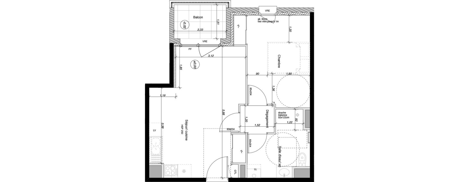 Appartement T2 de 42,26 m2 &agrave; Parentis-En-Born Centre