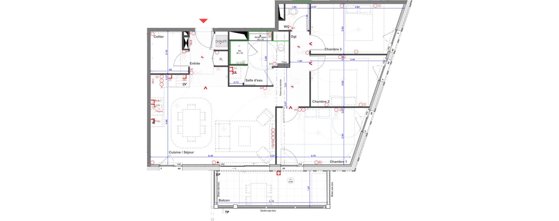 Appartement T4 de 83,63 m2 &agrave; Saint-Andr&eacute;-De-Seignanx Centre