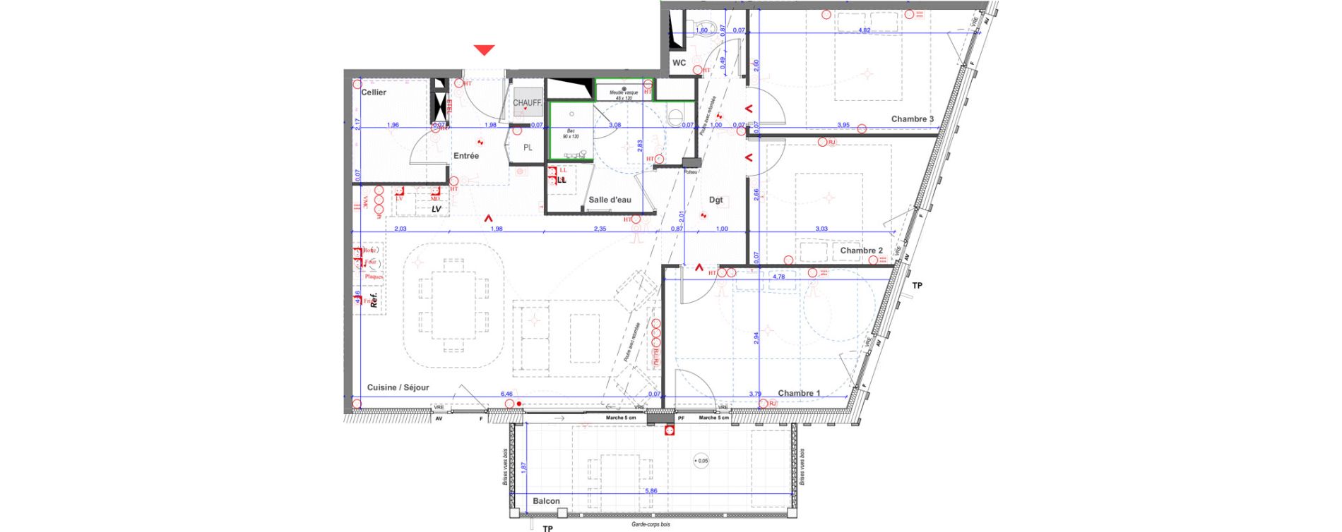 Appartement T4 de 83,69 m2 &agrave; Saint-Andr&eacute;-De-Seignanx Centre