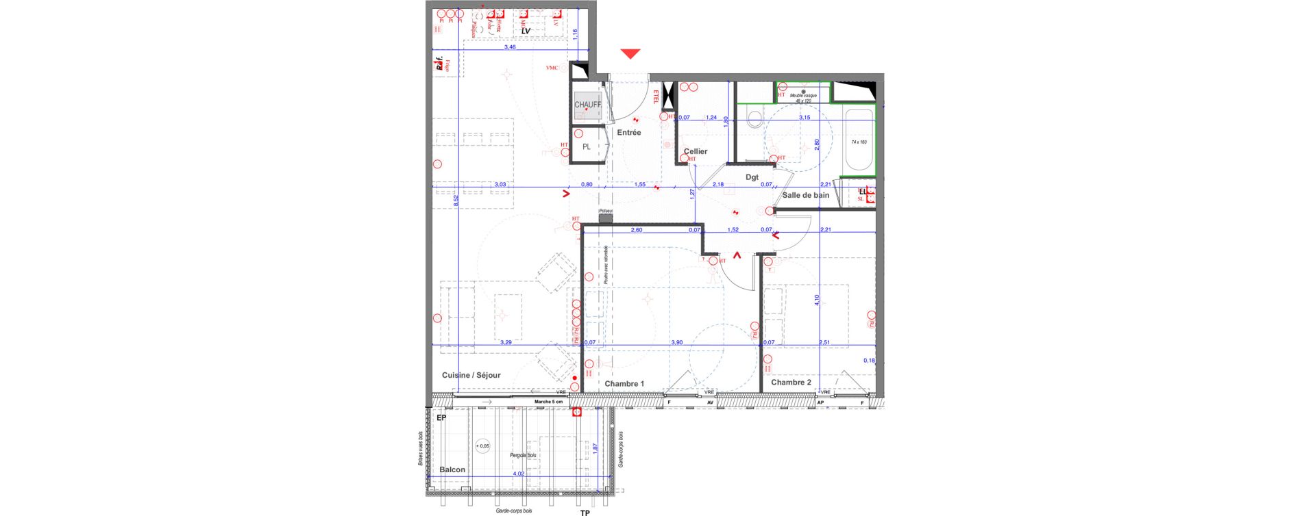 Appartement T3 de 70,68 m2 &agrave; Saint-Andr&eacute;-De-Seignanx Centre