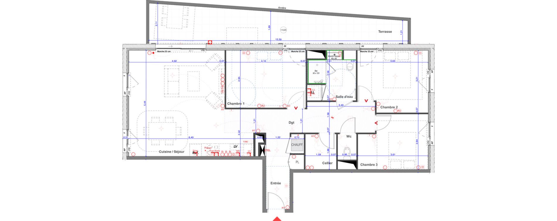 Appartement T4 de 86,63 m2 &agrave; Saint-Andr&eacute;-De-Seignanx Centre