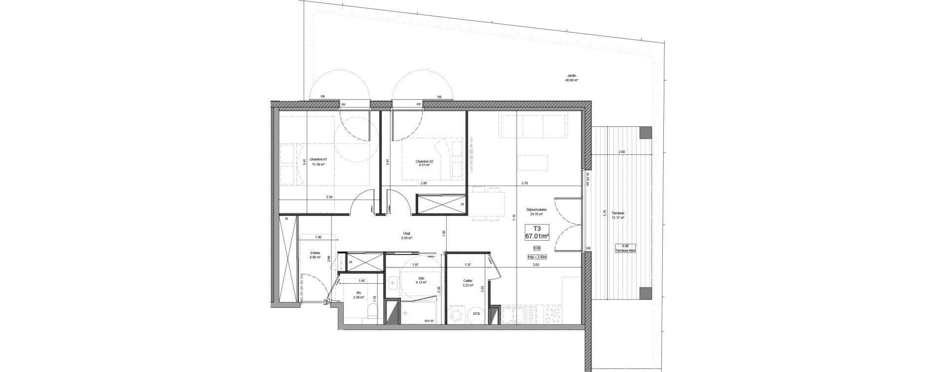 Appartement T3 de 67,01 m2 &agrave; Saint-Martin-De-Hinx Centre