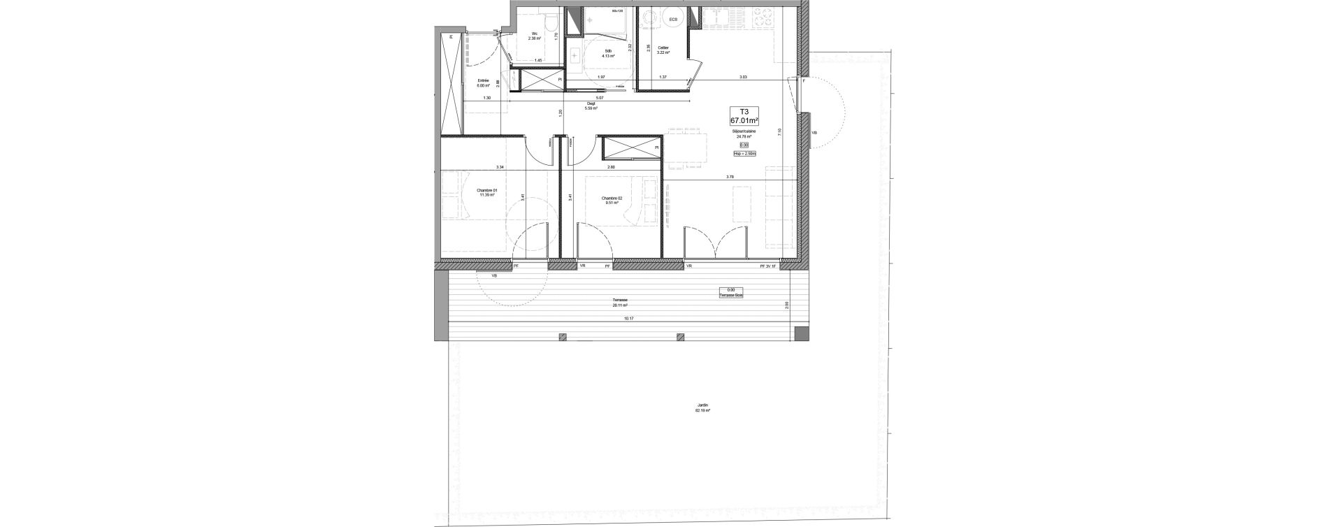 Appartement T3 de 67,01 m2 &agrave; Saint-Martin-De-Hinx Centre
