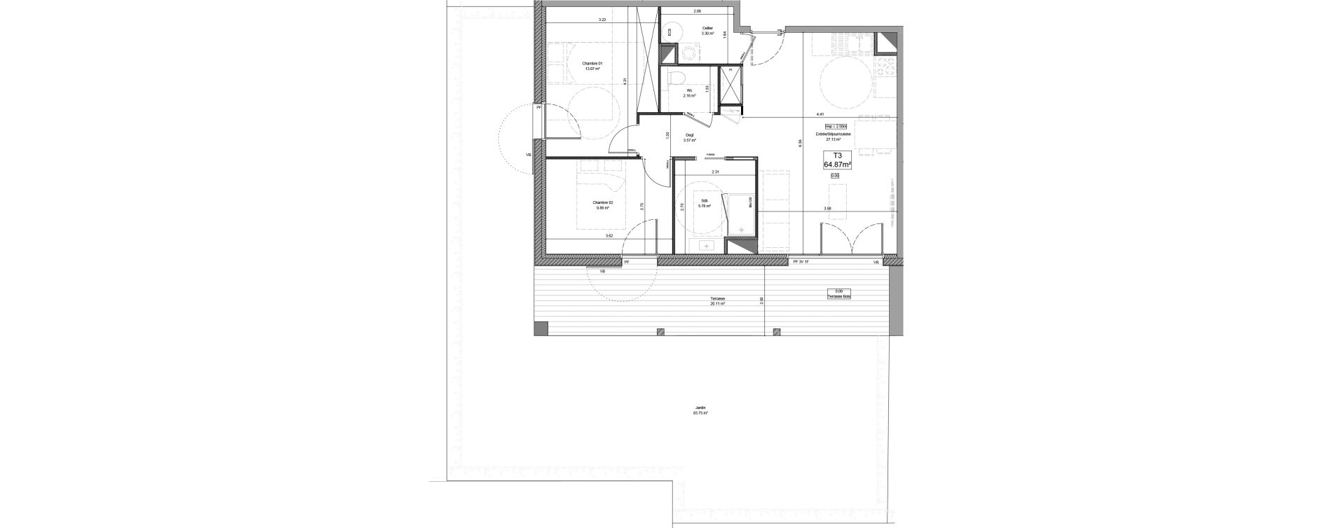 Appartement T3 de 64,87 m2 &agrave; Saint-Martin-De-Hinx Centre