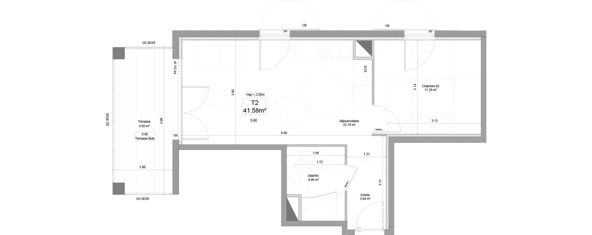 Appartement T2 de 41,58 m2 &agrave; Saint-Martin-De-Hinx Centre