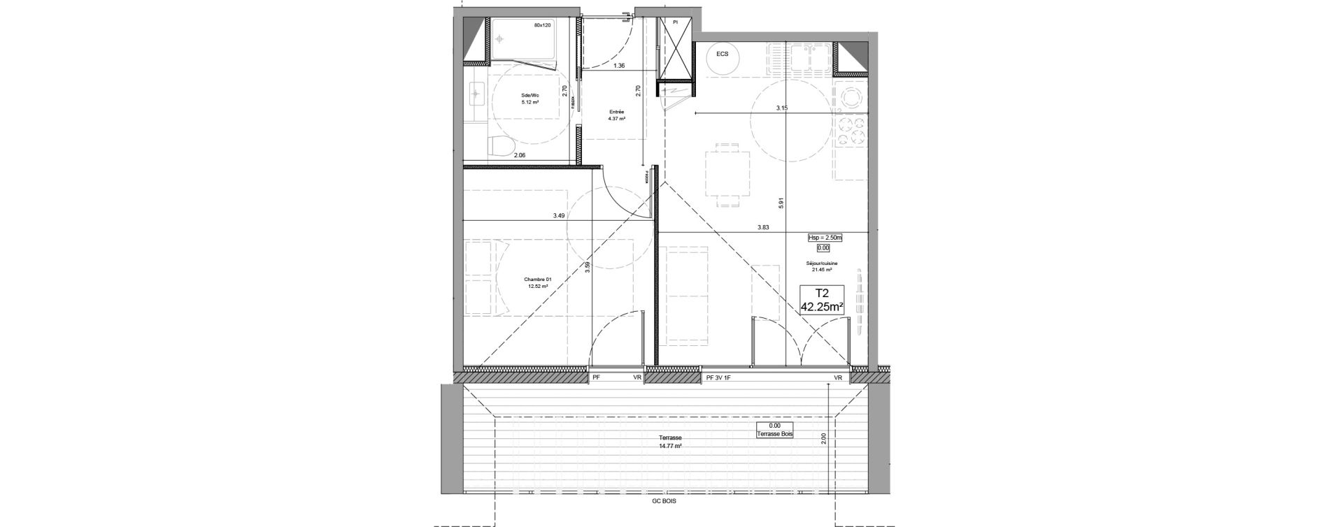 Appartement T2 de 42,25 m2 &agrave; Saint-Martin-De-Hinx Centre