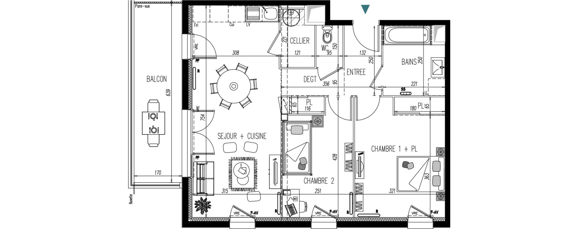 Appartement T3 de 62,08 m2 &agrave; Saint-Martin-De-Seignanx Centre