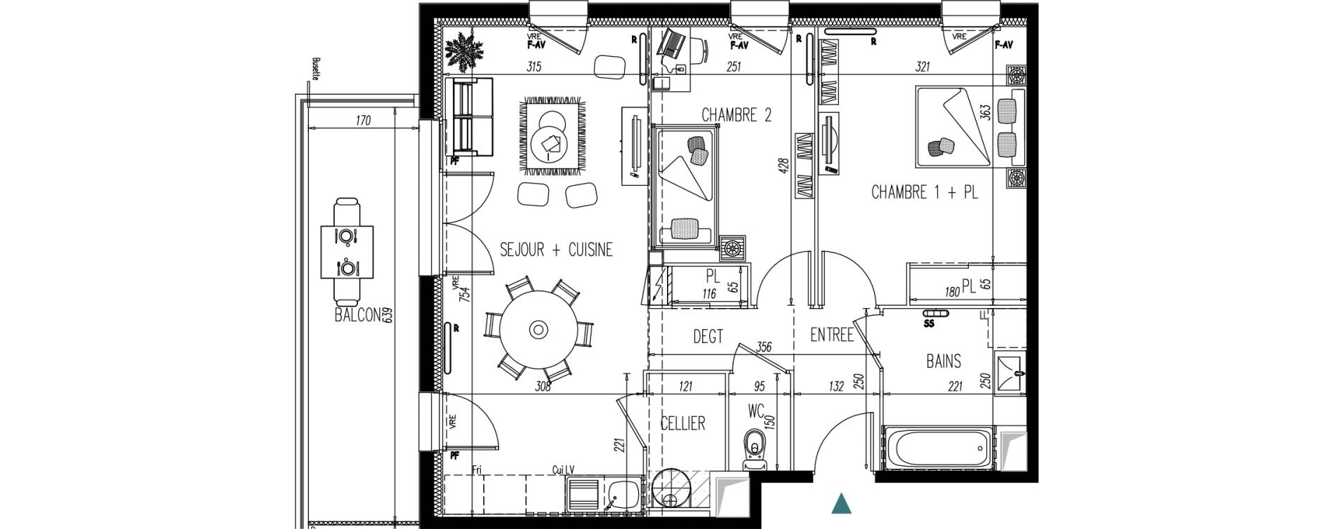 Appartement T3 de 62,00 m2 &agrave; Saint-Martin-De-Seignanx Centre