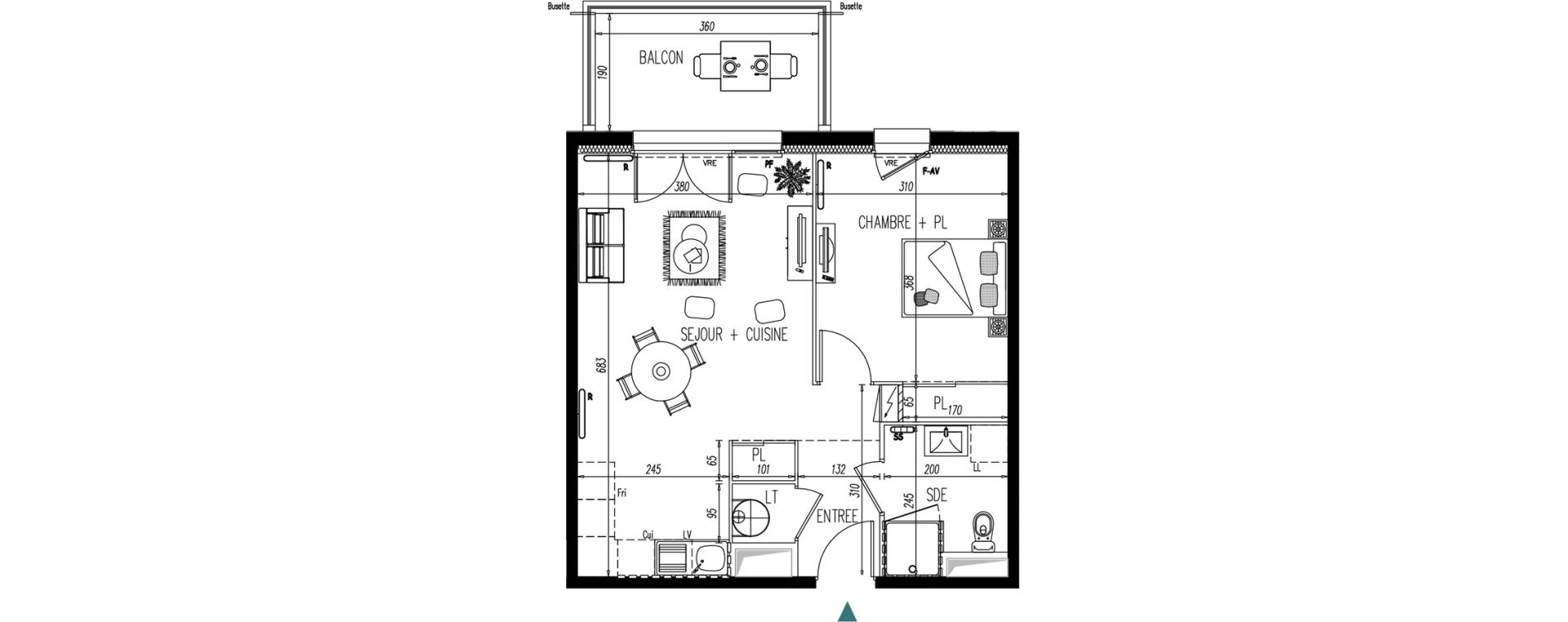 Appartement T2 de 45,43 m2 &agrave; Saint-Martin-De-Seignanx Centre