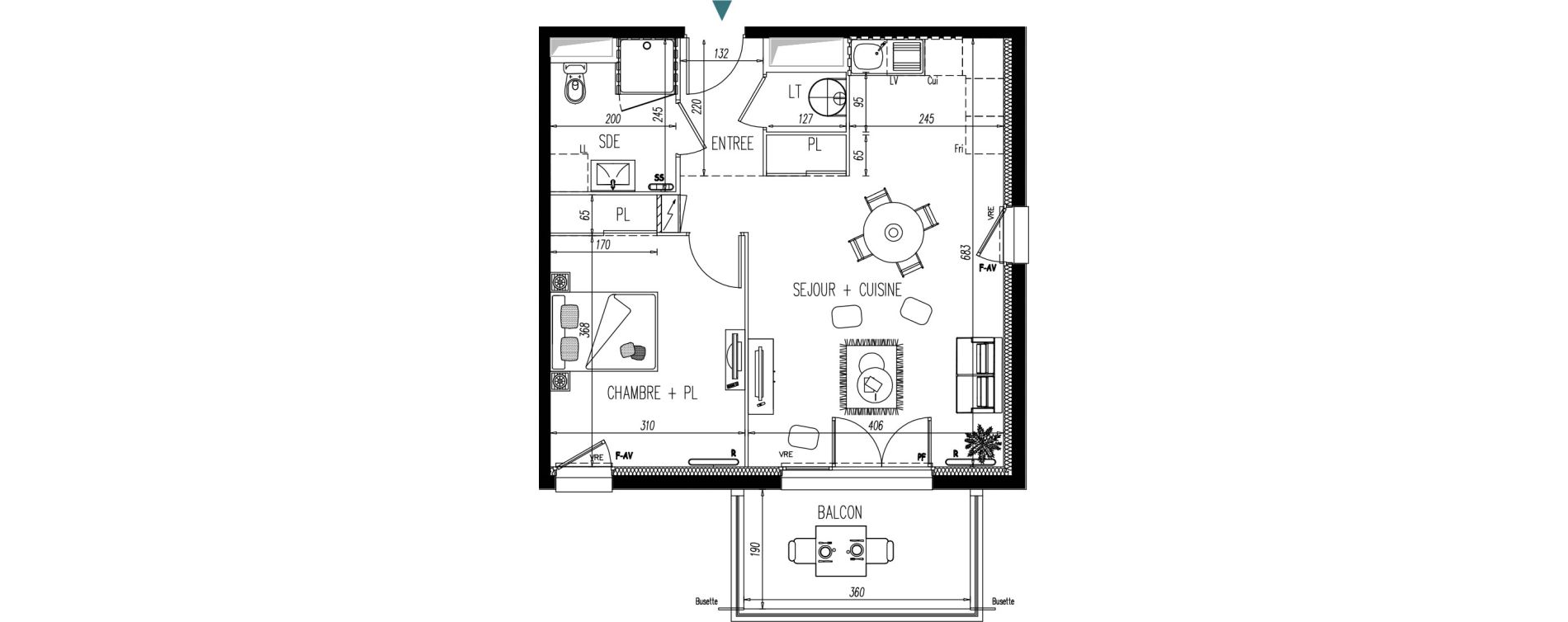 Appartement T2 de 47,05 m2 &agrave; Saint-Martin-De-Seignanx Centre