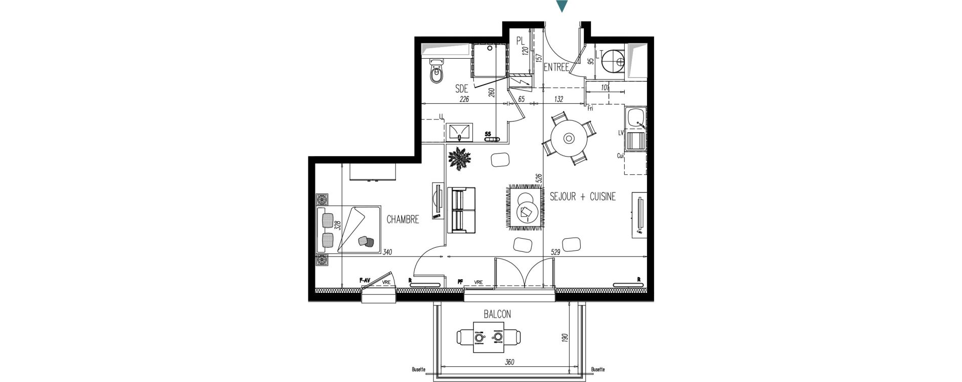 Appartement T2 de 46,19 m2 &agrave; Saint-Martin-De-Seignanx Centre