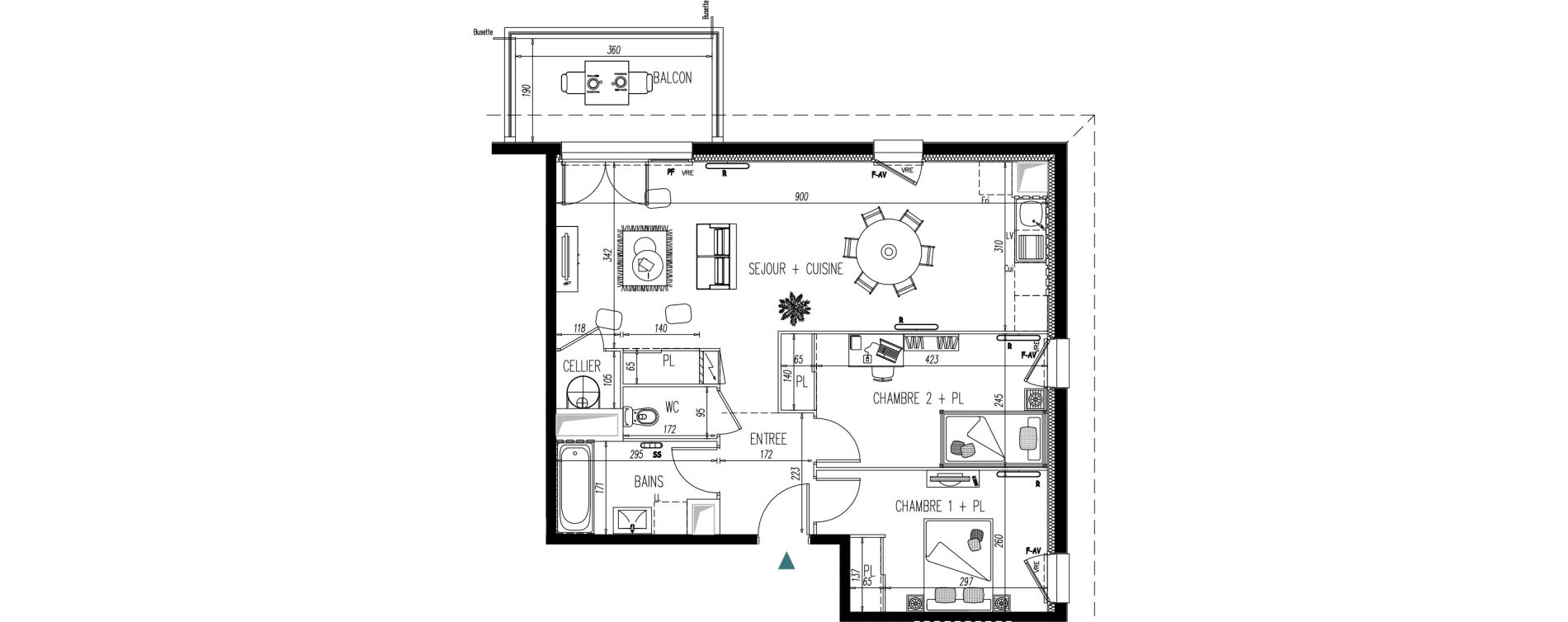 Appartement T3 de 63,72 m2 &agrave; Saint-Martin-De-Seignanx Centre