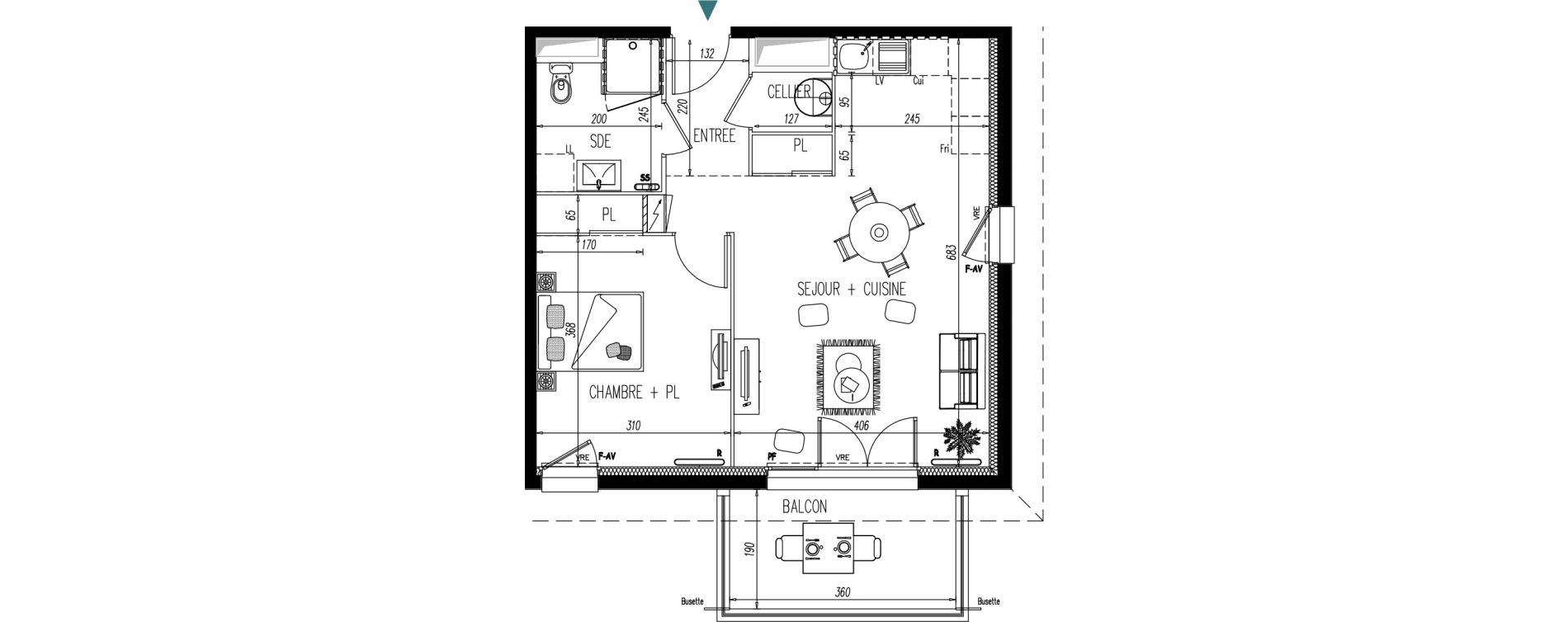 Appartement T2 de 47,05 m2 &agrave; Saint-Martin-De-Seignanx Centre