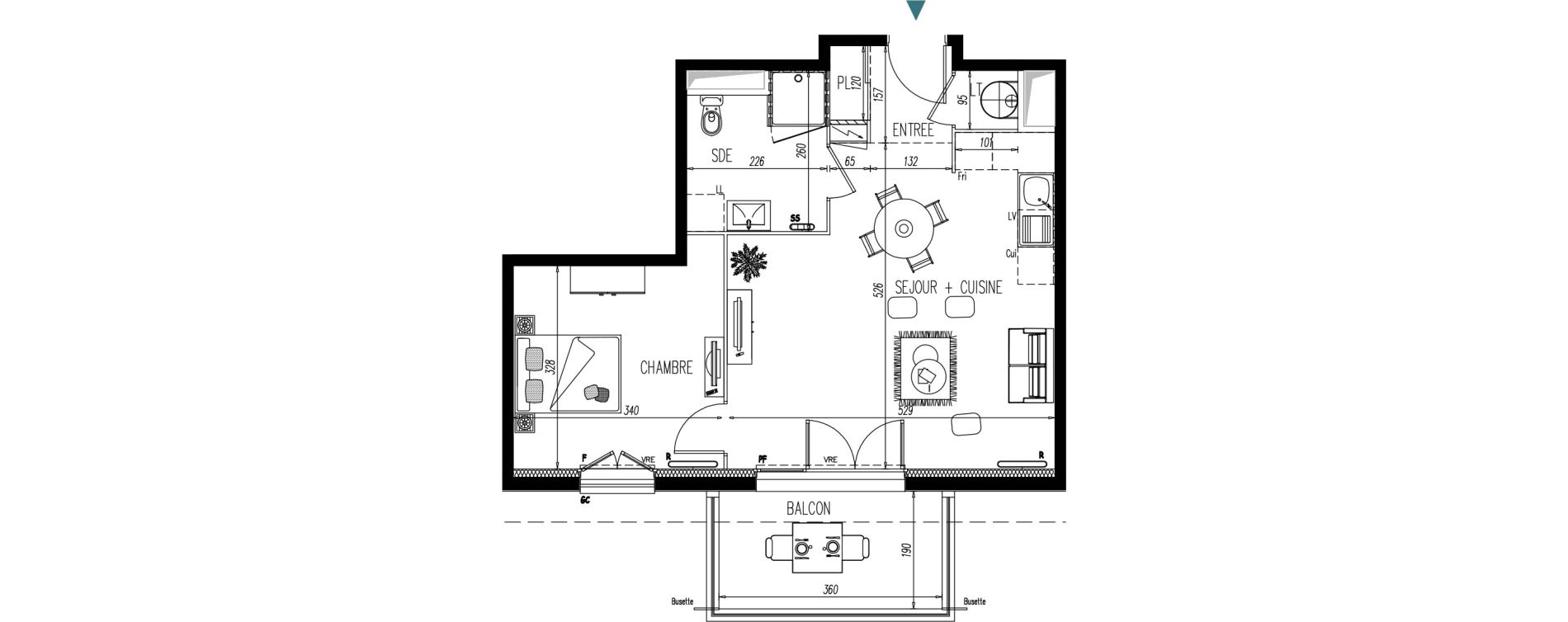 Appartement T2 de 46,19 m2 &agrave; Saint-Martin-De-Seignanx Centre