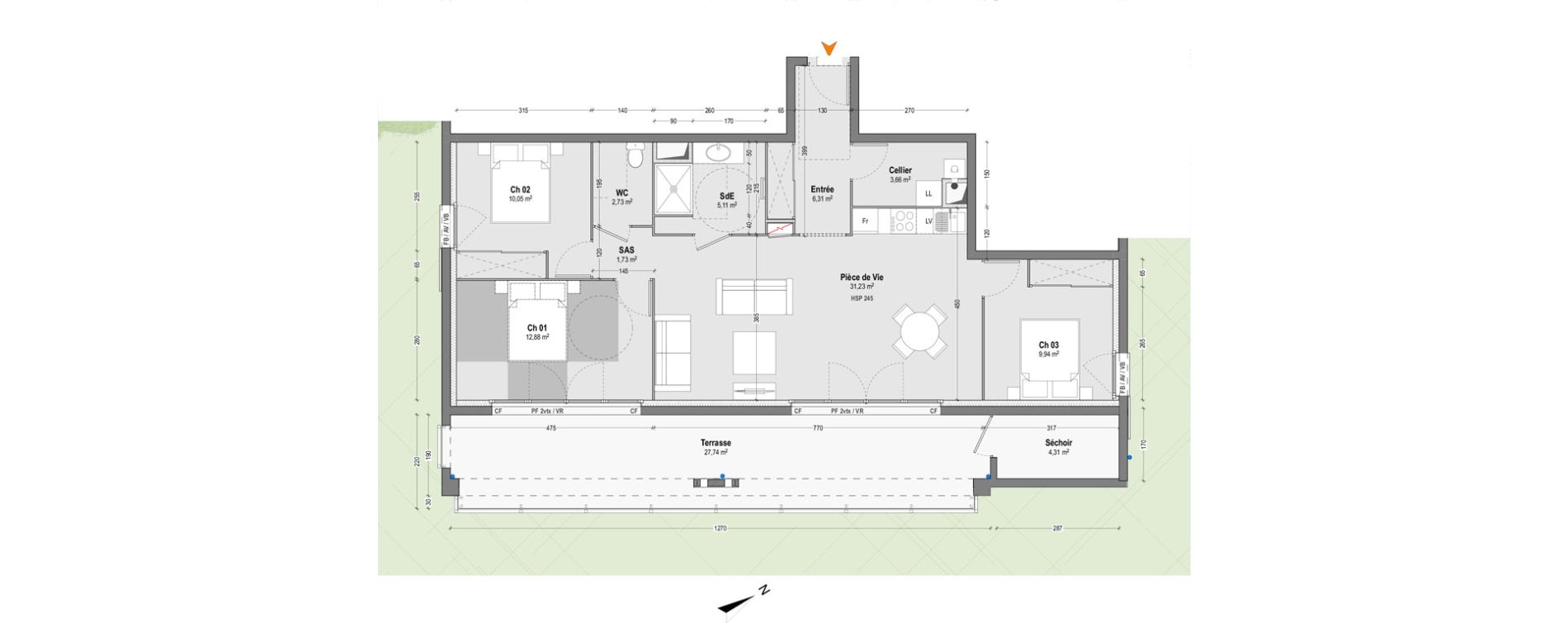 Appartement T4 de 83,63 m2 &agrave; Saint-Martin-De-Seignanx Centre