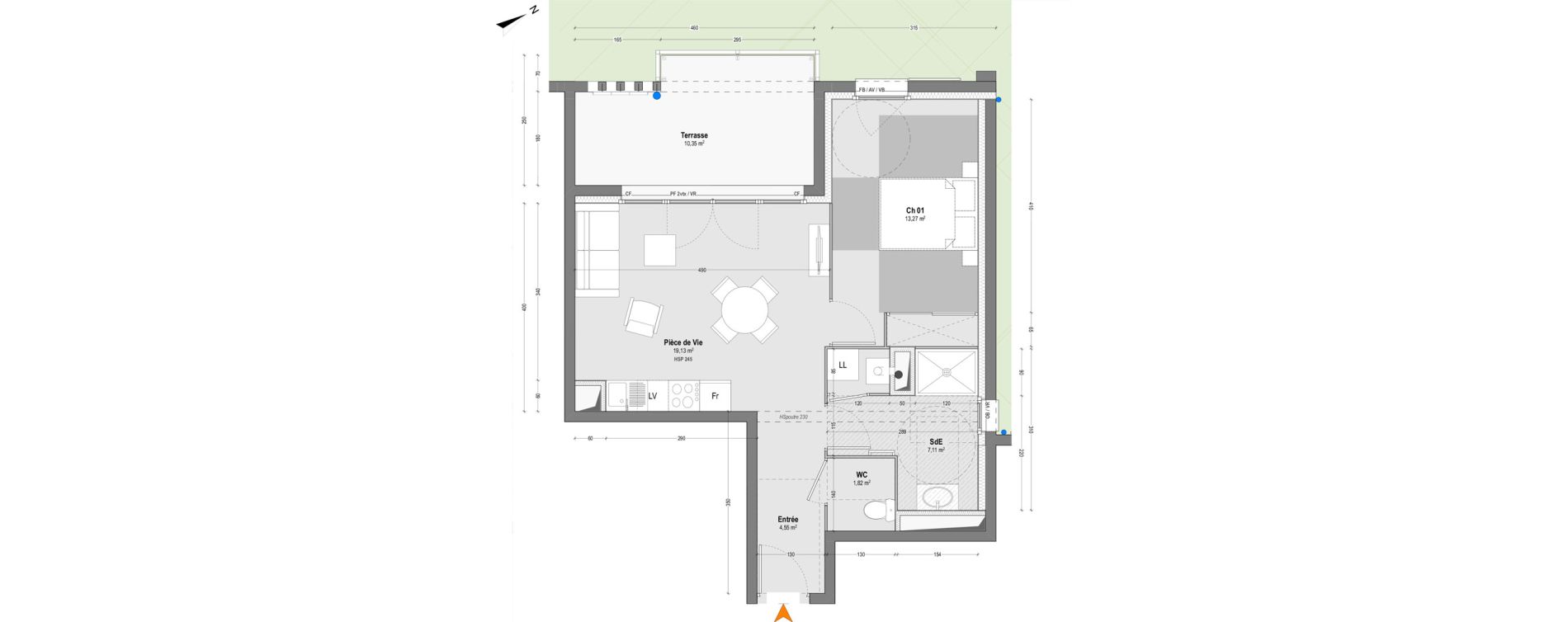 Appartement T2 de 45,88 m2 &agrave; Saint-Martin-De-Seignanx Centre