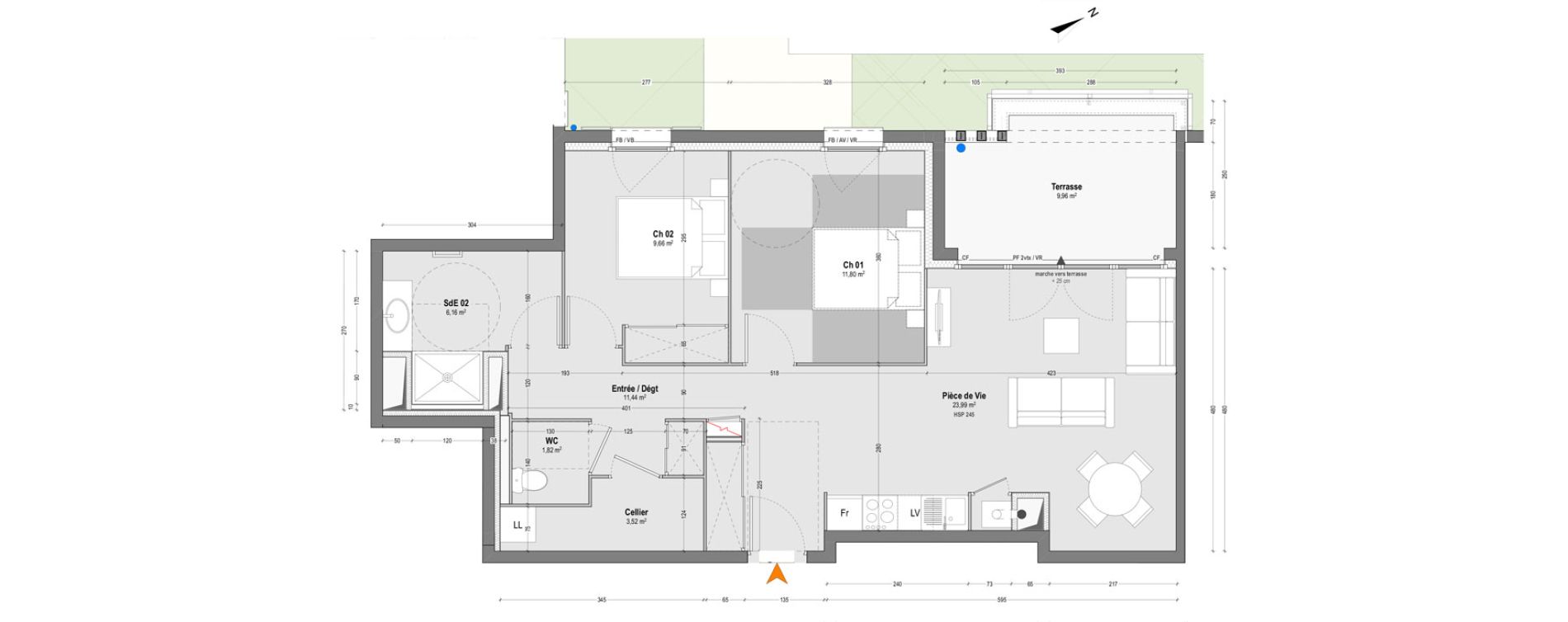 Appartement T3 de 68,39 m2 &agrave; Saint-Martin-De-Seignanx Centre