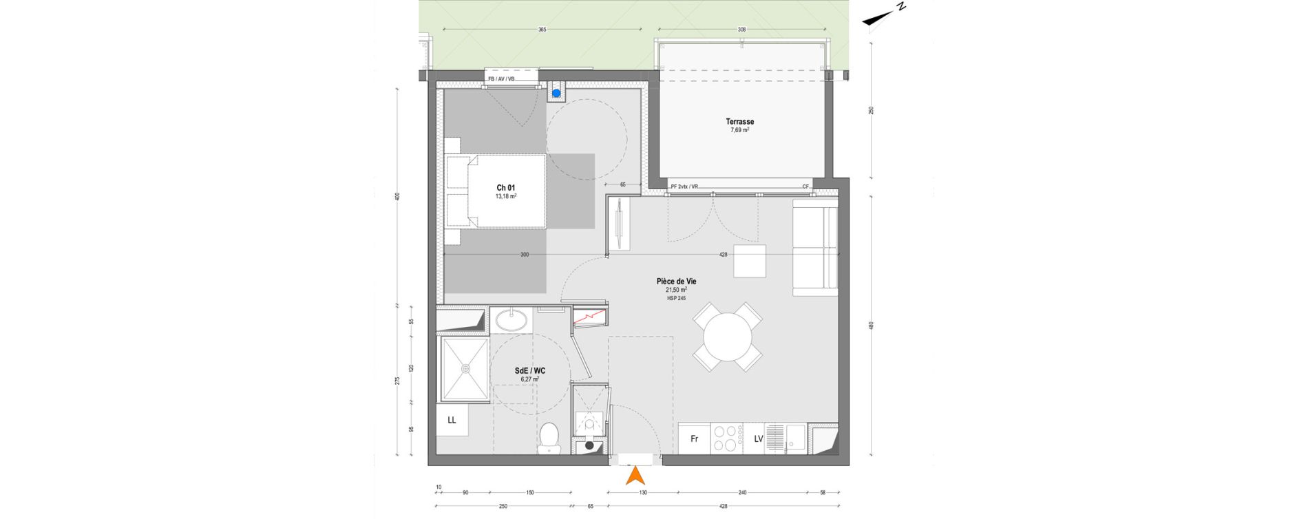 Appartement T2 de 40,95 m2 &agrave; Saint-Martin-De-Seignanx Centre