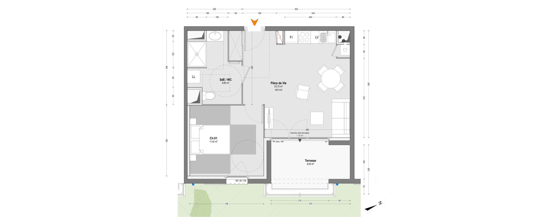Appartement T2 de 41,93 m2 &agrave; Saint-Martin-De-Seignanx Centre