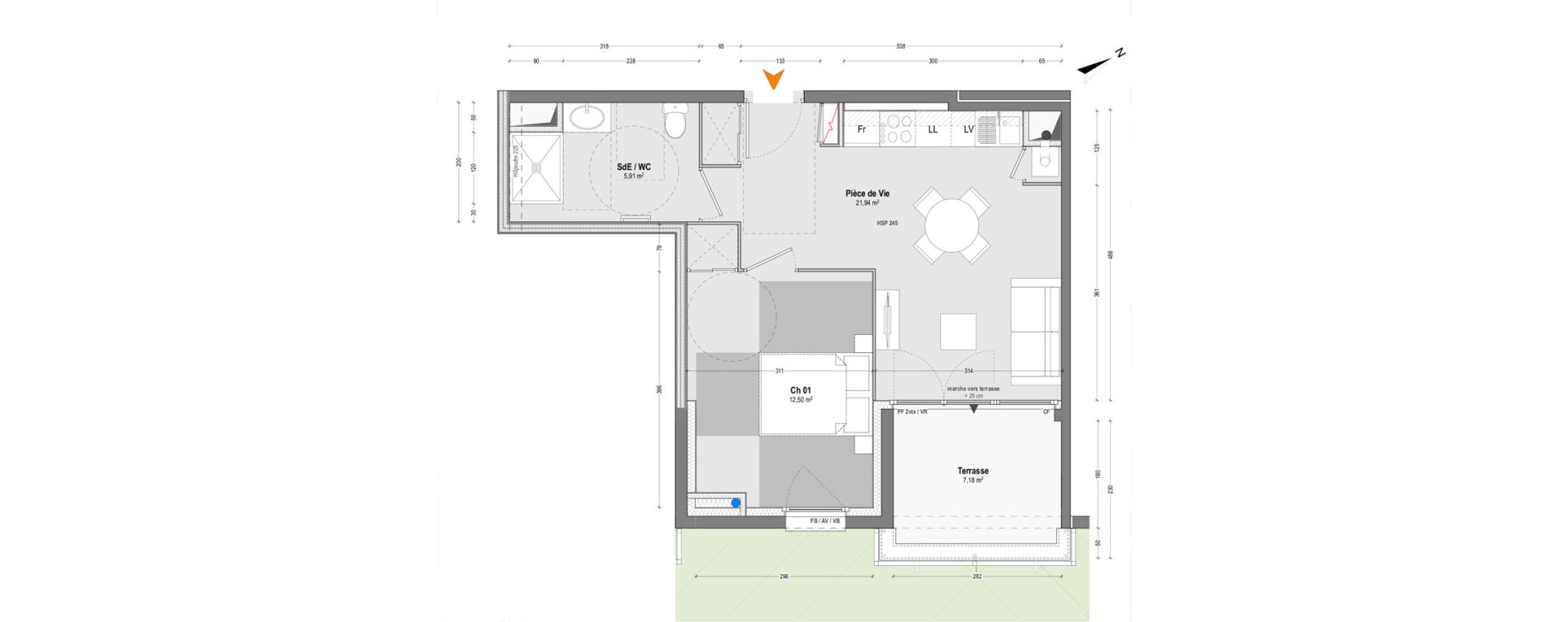 Appartement T2 de 40,35 m2 &agrave; Saint-Martin-De-Seignanx Centre