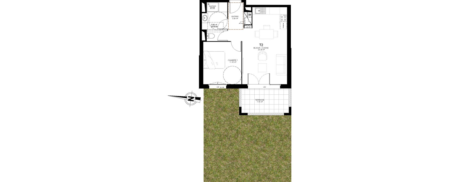 Appartement T2 de 44,06 m2 &agrave; Saint-Paul-L&egrave;s-Dax Centre