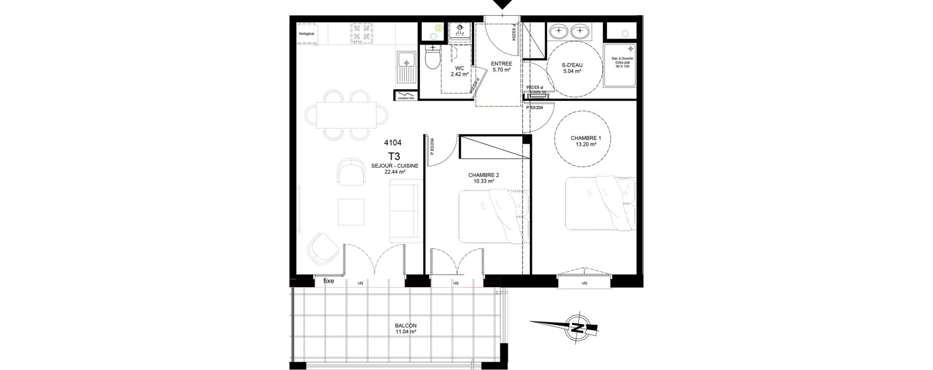Appartement T3 de 59,13 m2 &agrave; Saint-Paul-L&egrave;s-Dax Centre