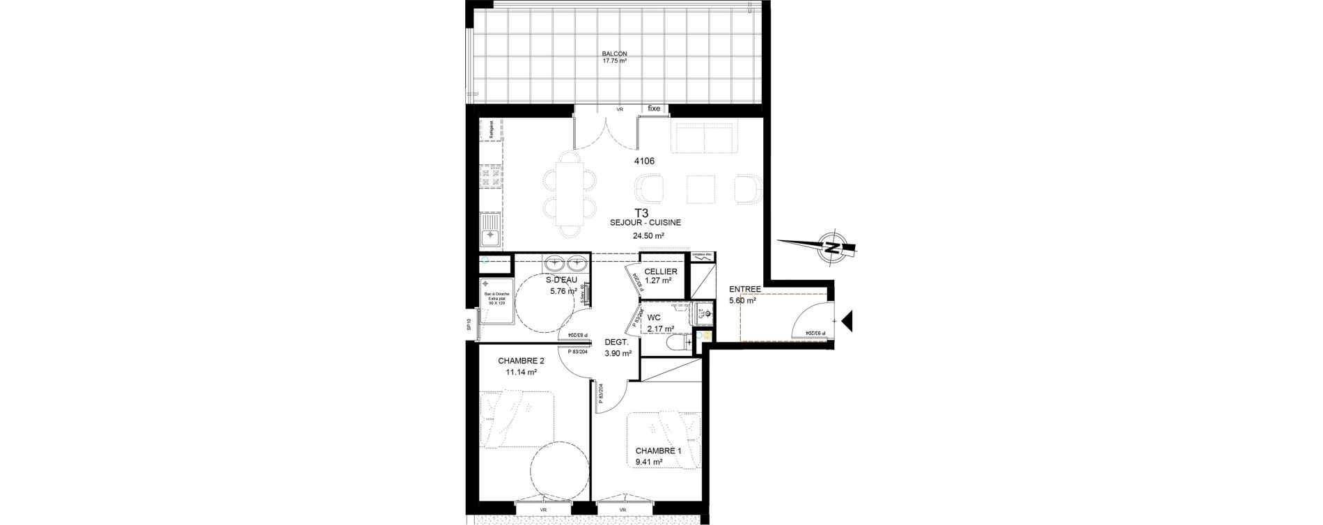 Appartement T3 de 63,88 m2 &agrave; Saint-Paul-L&egrave;s-Dax Centre