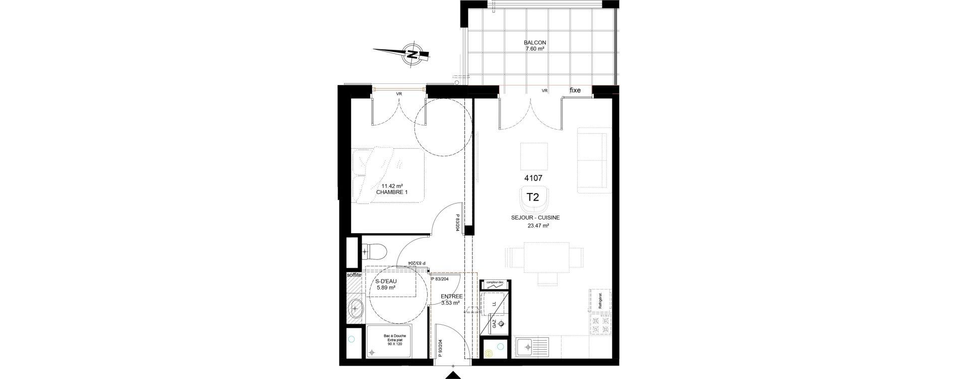 Appartement T2 de 44,49 m2 &agrave; Saint-Paul-L&egrave;s-Dax Centre
