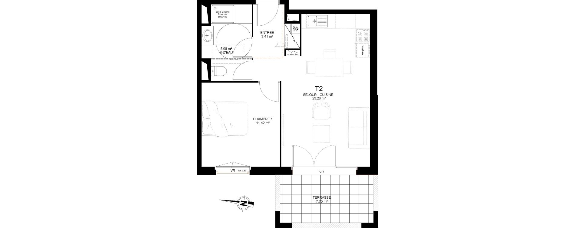 Appartement T2 de 44,09 m2 &agrave; Saint-Paul-L&egrave;s-Dax Centre