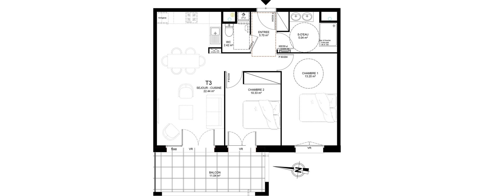 Appartement T3 de 59,13 m2 &agrave; Saint-Paul-L&egrave;s-Dax Centre