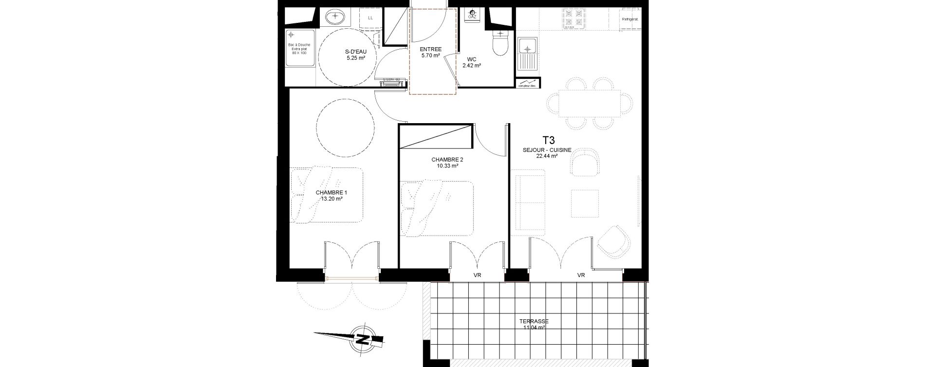 Appartement T3 de 59,38 m2 &agrave; Saint-Paul-L&egrave;s-Dax Centre