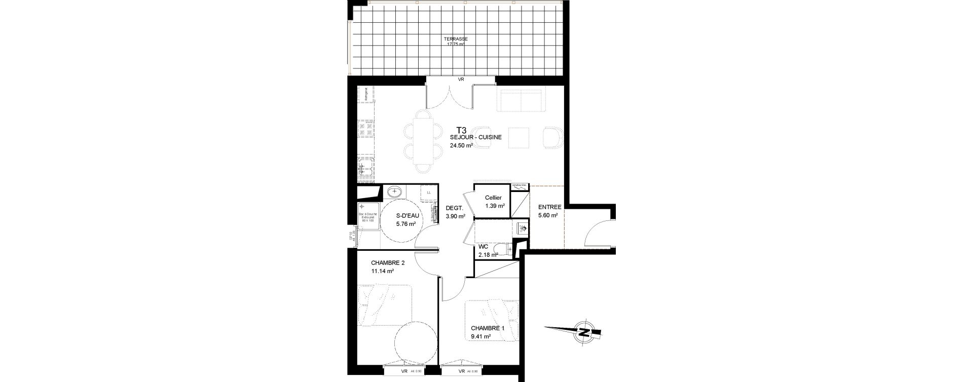 Appartement T3 de 63,88 m2 &agrave; Saint-Paul-L&egrave;s-Dax Centre