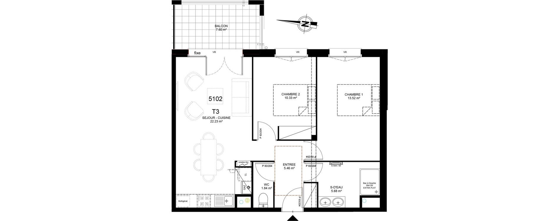 Appartement T3 de 59,19 m2 &agrave; Saint-Paul-L&egrave;s-Dax Centre