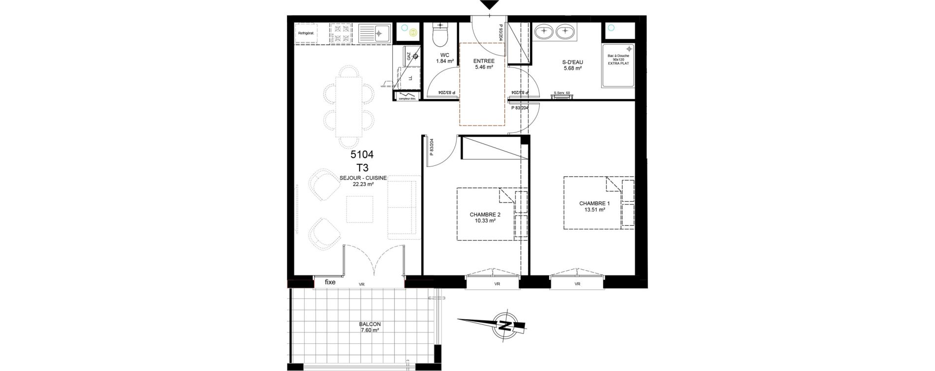 Appartement T3 de 59,18 m2 &agrave; Saint-Paul-L&egrave;s-Dax Centre