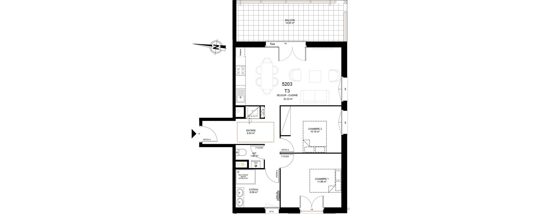 Appartement T3 de 63,94 m2 &agrave; Saint-Paul-L&egrave;s-Dax Centre