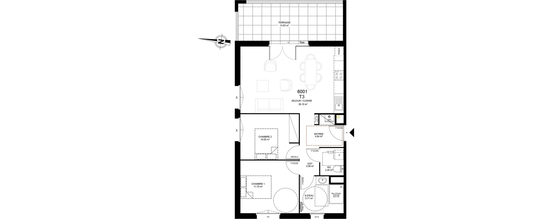 Appartement T3 de 63,03 m2 &agrave; Saint-Paul-L&egrave;s-Dax Centre