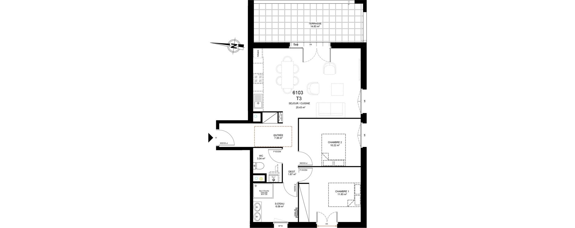 Appartement T3 de 63,69 m2 &agrave; Saint-Paul-L&egrave;s-Dax Centre
