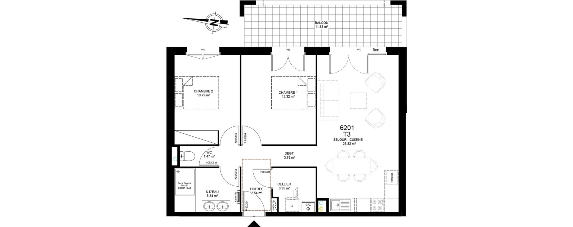 Appartement T3 de 63,15 m2 &agrave; Saint-Paul-L&egrave;s-Dax Centre