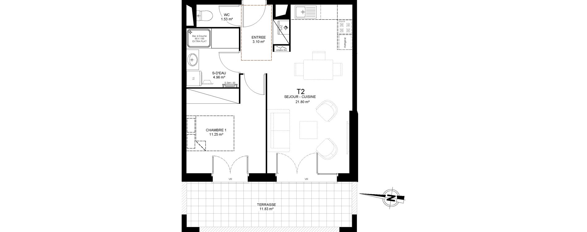 Appartement T2 de 42,64 m2 &agrave; Saint-Paul-L&egrave;s-Dax Centre