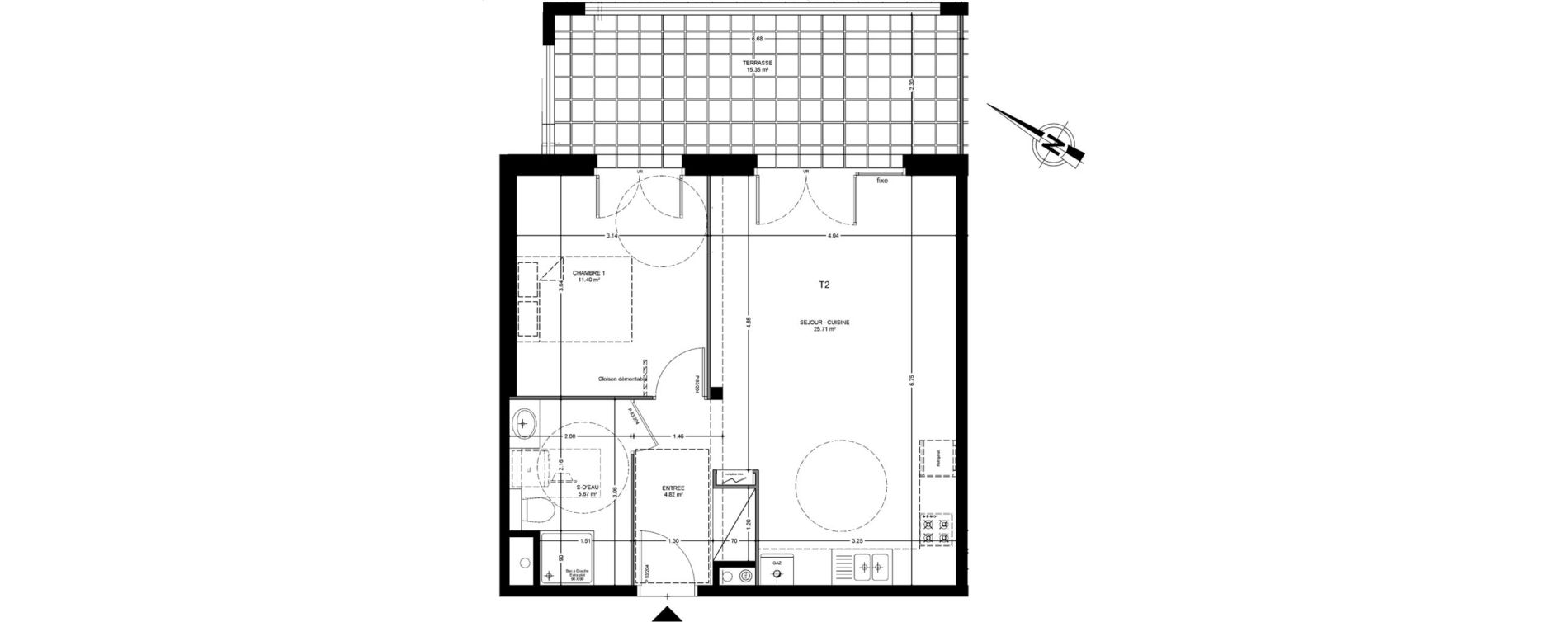 Appartement T2 de 47,60 m2 &agrave; Saint-Paul-L&egrave;s-Dax Centre