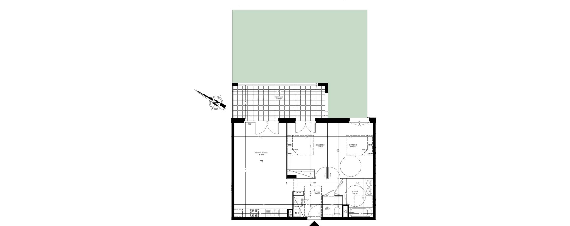 Appartement T3 de 64,97 m2 &agrave; Saint-Paul-L&egrave;s-Dax Centre