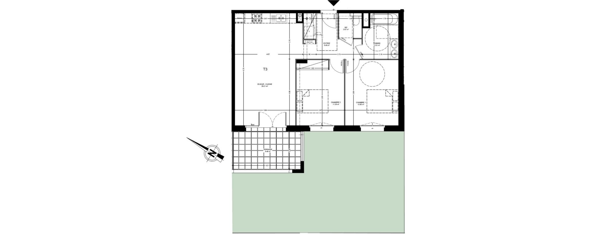 Appartement T3 de 64,16 m2 &agrave; Saint-Paul-L&egrave;s-Dax Centre