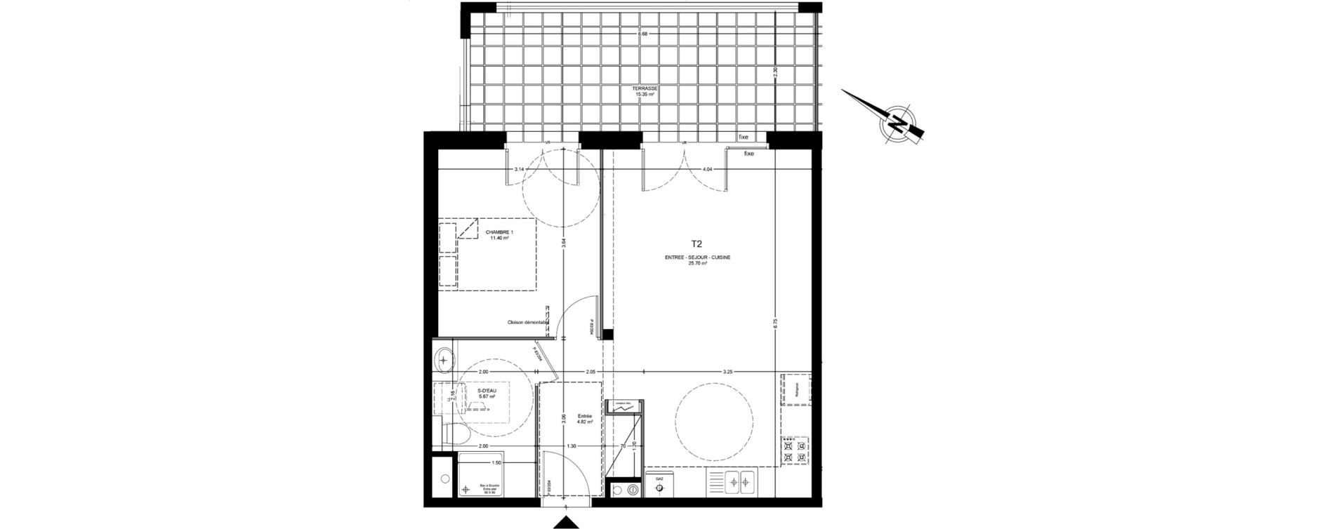 Appartement T2 de 47,59 m2 &agrave; Saint-Paul-L&egrave;s-Dax Centre