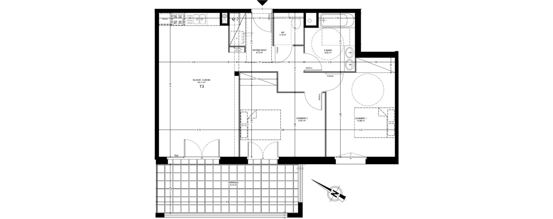 Appartement T3 de 68,51 m2 &agrave; Saint-Paul-L&egrave;s-Dax Centre